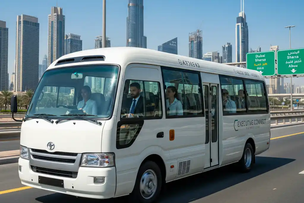 Rent a 25 Seater bus for inter-emirate transport across UAE with Noor Islam Passenger Transport