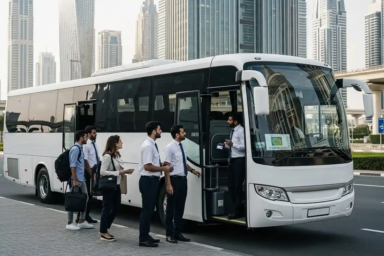 Hire reliable 66 seater corporate shuttle bus in Dubai and across the UAE
