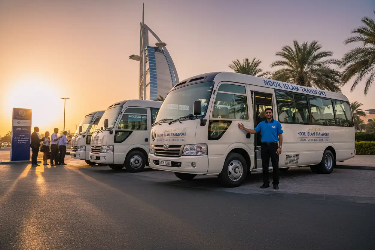 Book coaster bus rental in Dubai with driver